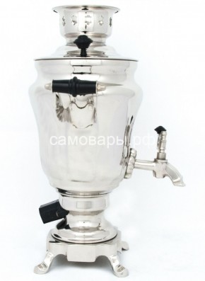 Электрический самовар из латуни никелированный на 1,5 литра форма "Тюльпан" с защитой от выкипания в Стрежевом - strezhevoj.mebel-74.com | фото
