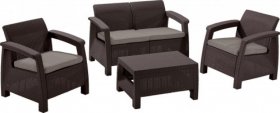 Комплект мебели Корфу сет (Corfu set) коричневый - серо-бежевый * в Стрежевом - strezhevoj.mebel-74.com | фото