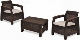 Комплект мебели Корфу Уикенд (Corfu Weekend) коричневый - серо-бежевый * в Стрежевом - strezhevoj.mebel-74.com | фото