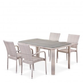 Комплект плетеной мебели T256C/Y376C-W85 Latte (4+1) + подушки на стульях в Стрежевом - strezhevoj.mebel-74.com | фото