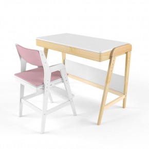 Комплект растущий стол и стул с чехлом 38 попугаев «Вуди» (Белый, Белый, Розовый) в Стрежевом - strezhevoj.mebel-74.com | фото