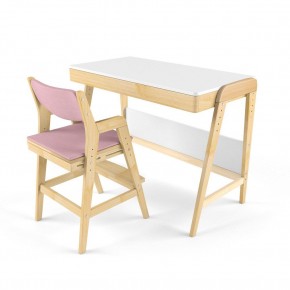 Комплект растущий стол и стул с чехлом 38 попугаев «Вуди» (Белый, Береза, Розовый) в Стрежевом - strezhevoj.mebel-74.com | фото
