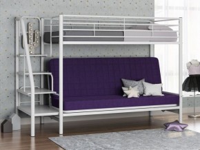 Кровать двухъярусная с диваном "Мадлен-3" (Белый/Фиолетовы) в Стрежевом - strezhevoj.mebel-74.com | фото
