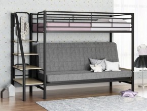 Кровать двухъярусная с диваном "Мадлен-3" (Черный/Серый) в Стрежевом - strezhevoj.mebel-74.com | фото