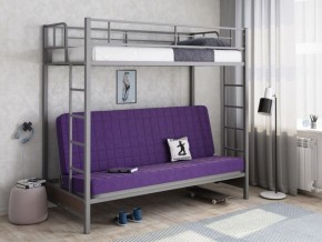 Кровать двухъярусная с диваном "Мадлен" (Серый/Фиолетовый) в Стрежевом - strezhevoj.mebel-74.com | фото