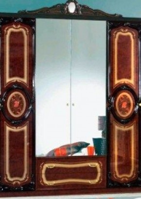 Шкаф 4-х дверный с зеркалами (01.144) Роза (могано) в Стрежевом - strezhevoj.mebel-74.com | фото